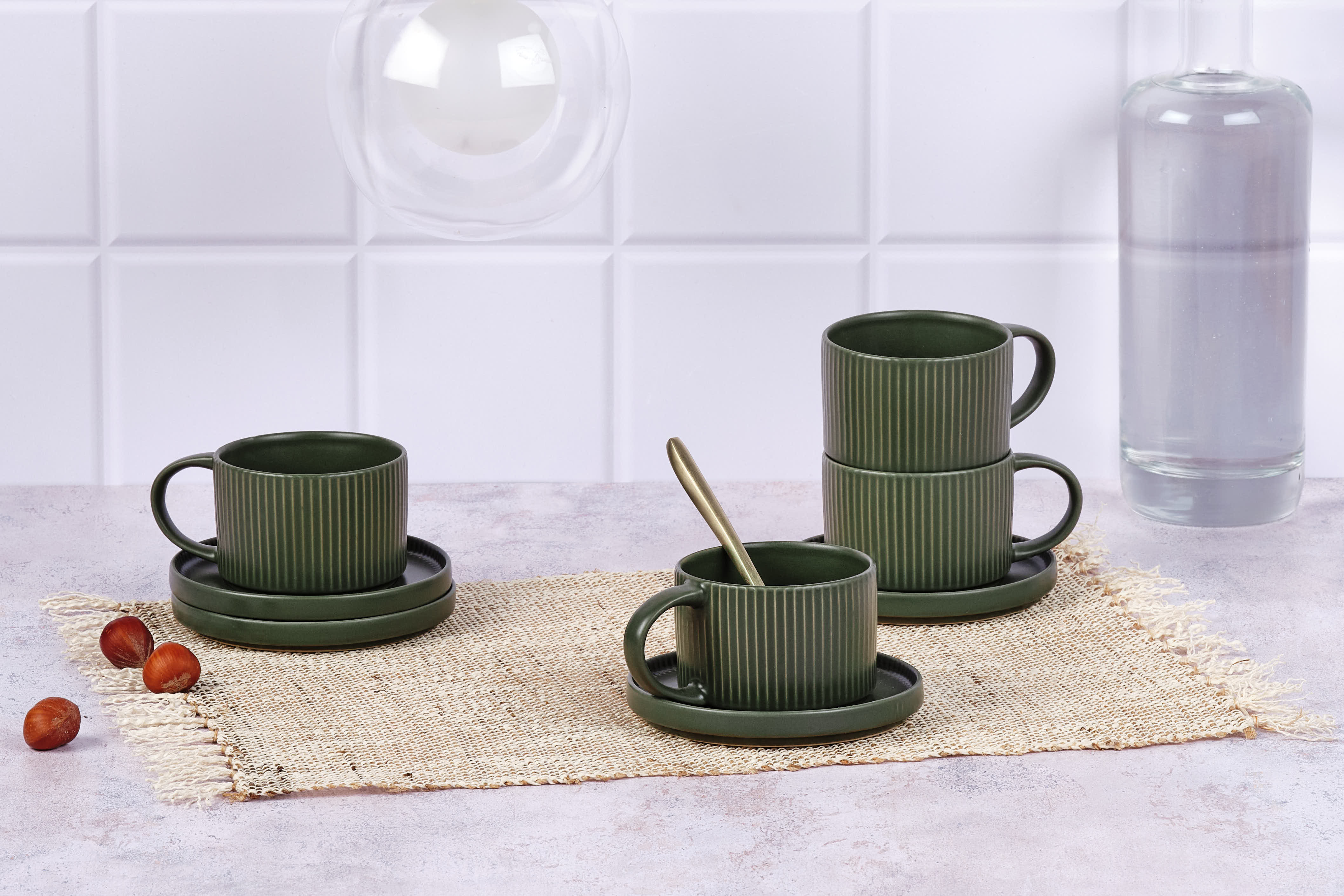 Tasse SCANDI 15cl et soucoupe Ø12cm - 8 pièces - Olive