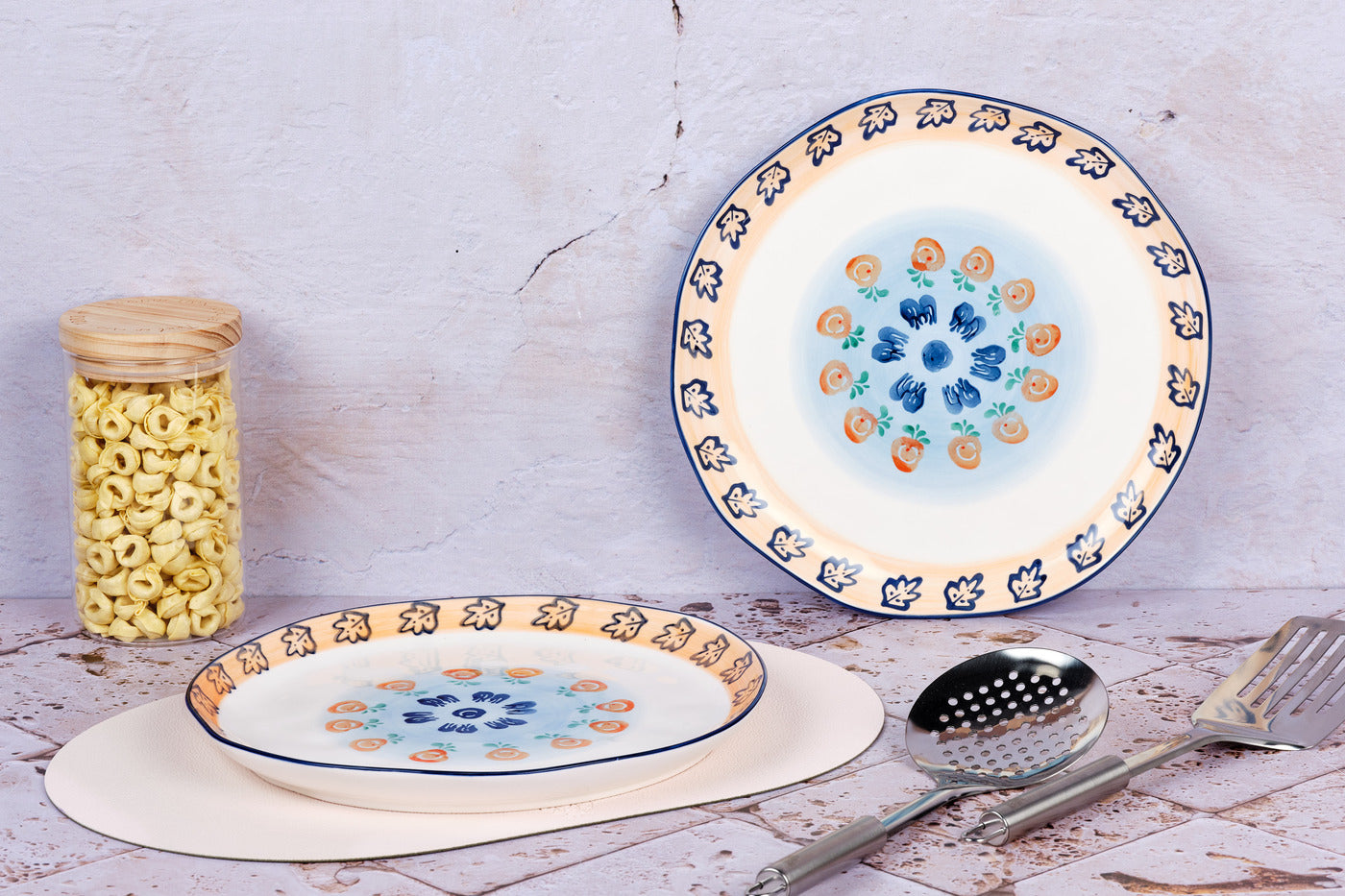 Plateau de service NAPOLI Ø30cm - 2 pièces - Agrume