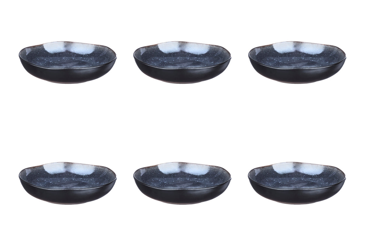 Lot De 6 Assiettes Creuses Bleues Gaya - Diamètre 19.5 Cm, Idéales Pour Soupes Et Plats En Sauce