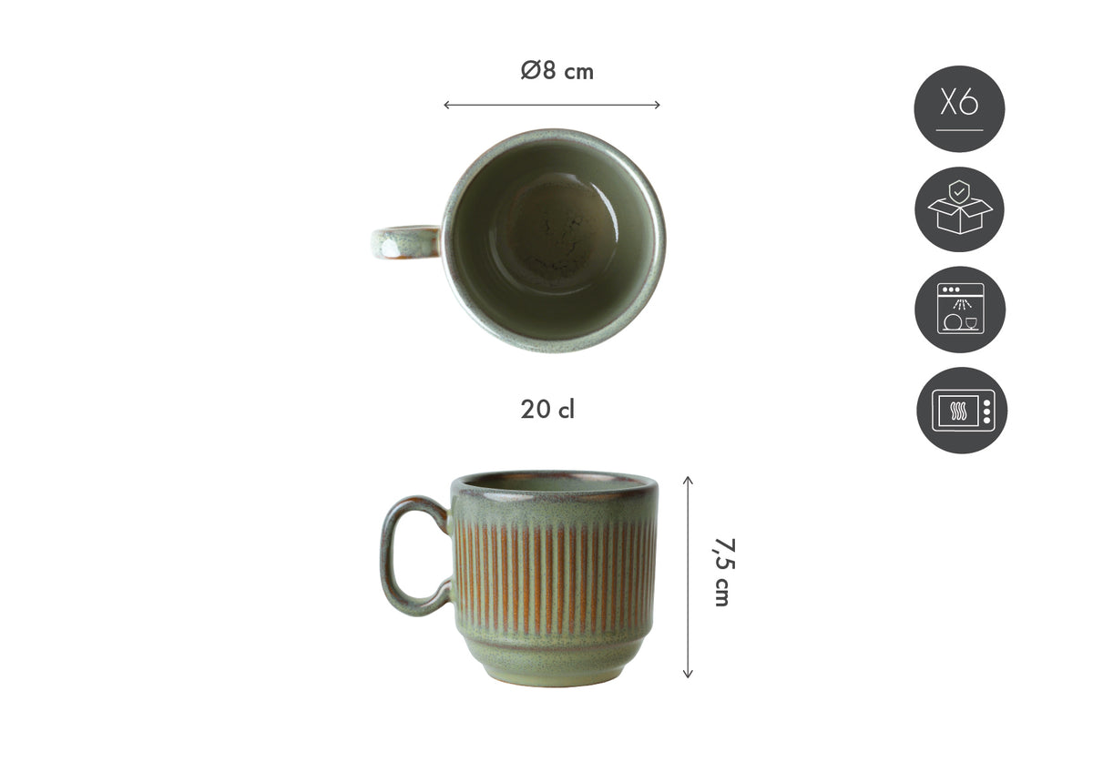 Mug Ø20cl - 6 pièces - collection REED - Forest