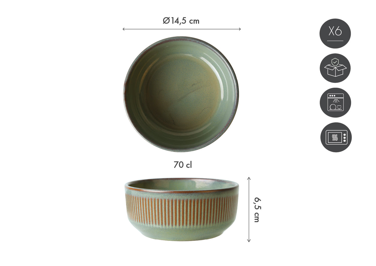Bol Ø14,5cm - 6 pièces - collection REED - Forest
