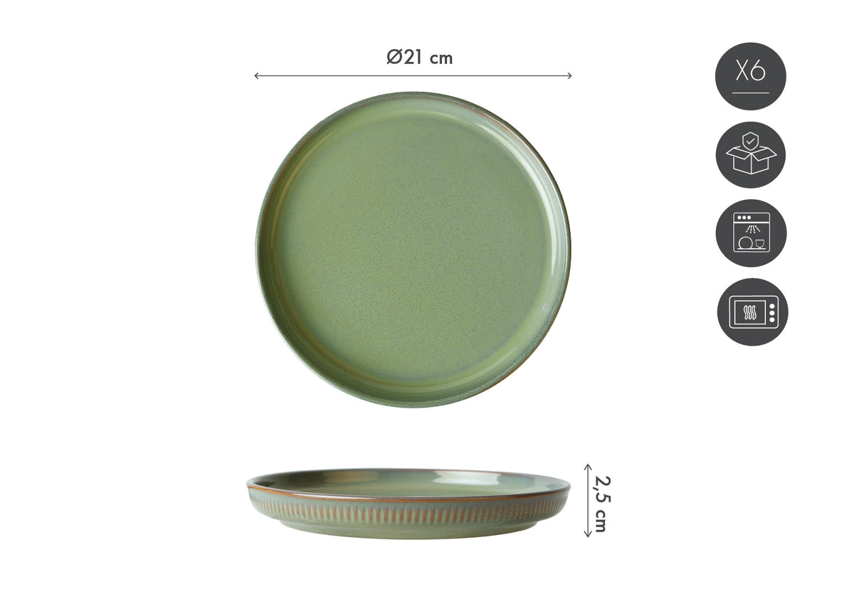 Assiette Ø21cm - 6 pièces - collection REED - Forest
