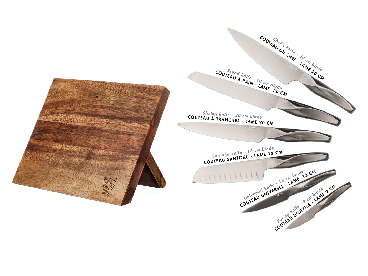 Bloc couteau vide en bois Beka Nomad pour 7 couteaux