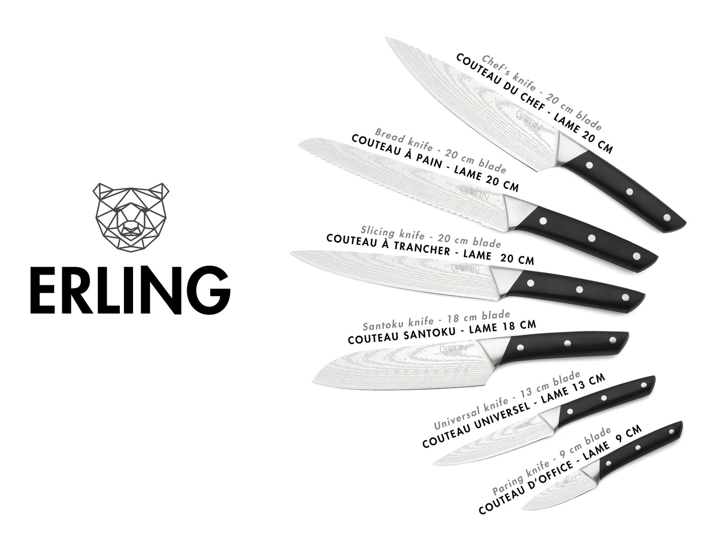 Bloc Couteaux De Cuisine Erling Rauma - 7 Pièces