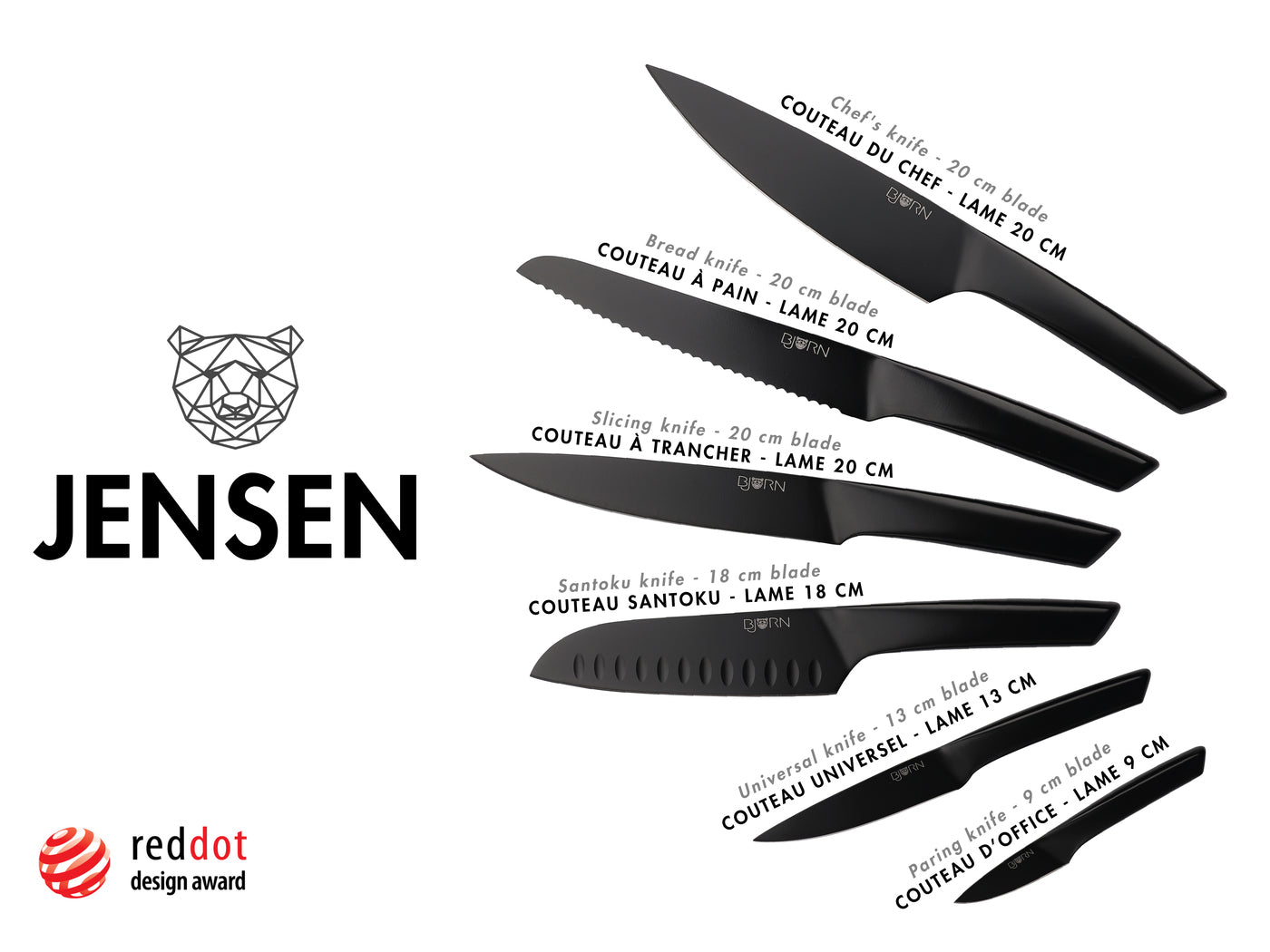 Bloc Couteaux De Cuisine Jensen Skagen - 7 Pièces Noir Mat Bjorn