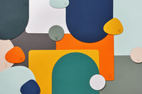 Set de table rectangulaire réversible - 6 pièces - Cuir recyclé jaune moutarde et vert sapin