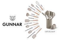 Set d'ustensiles de cuisine en bois et silicone GUNNAR - 11 pièces