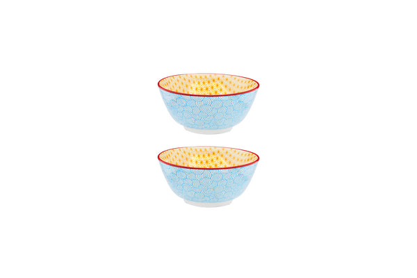 Bol PATTERN Ø15cm - 2 pièces - Bleu clair / jaune