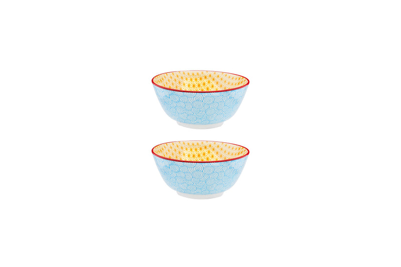 Bol PATTERN Ø15cm - 2 pièces - Bleu clair / jaune
