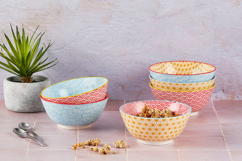 Bol PATTERN Ø15cm - 2 pièces - Bleu clair / jaune