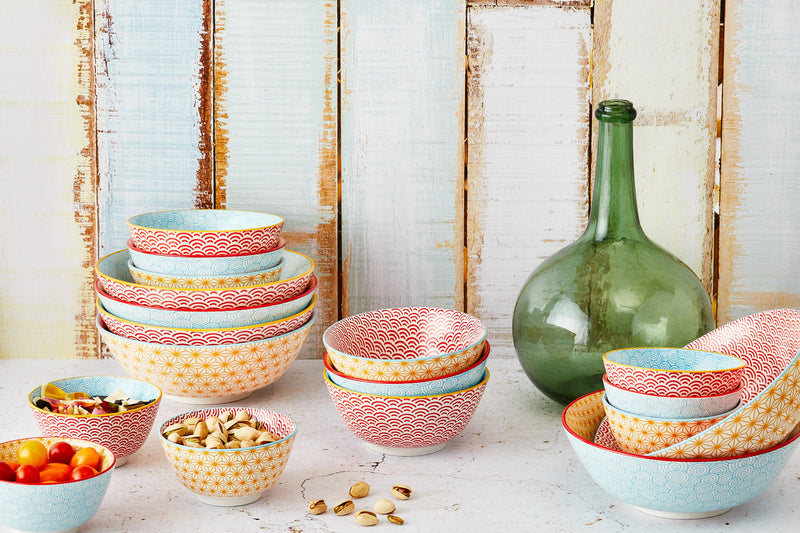 Bol PATTERN Ø15cm - 2 pièces - Bleu clair / jaune