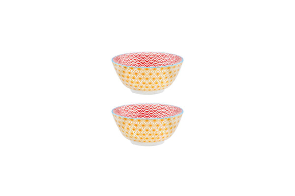 Bol PATTERN Ø15cm - 2 pièces - Jaune / rouge