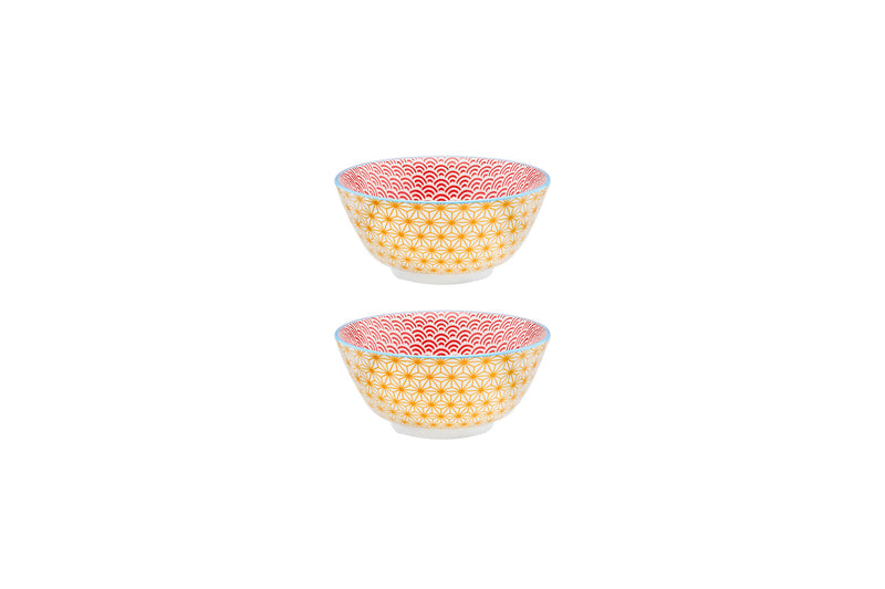 Bol PATTERN Ø15cm - 2 pièces - Jaune / rouge