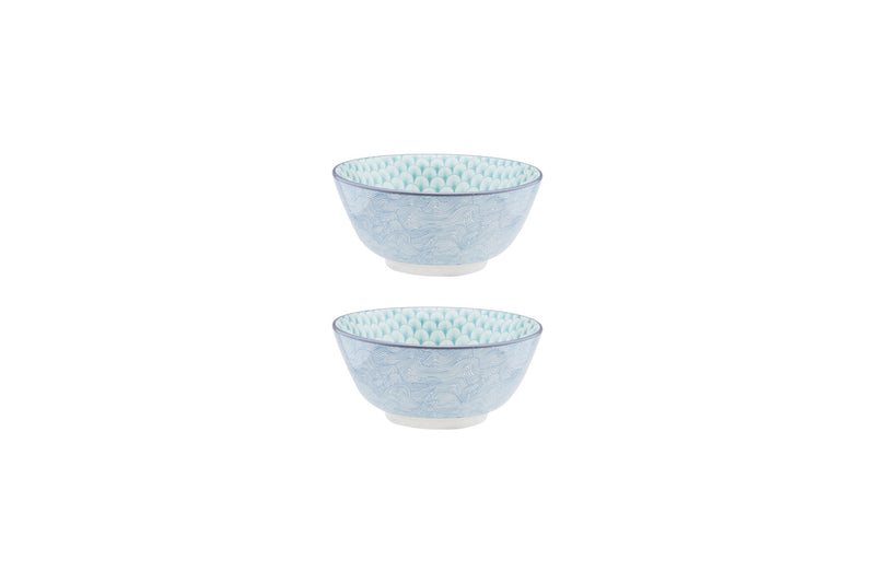 Bol PATTERN Ø15cm - 2 pièces - Bleu / vert