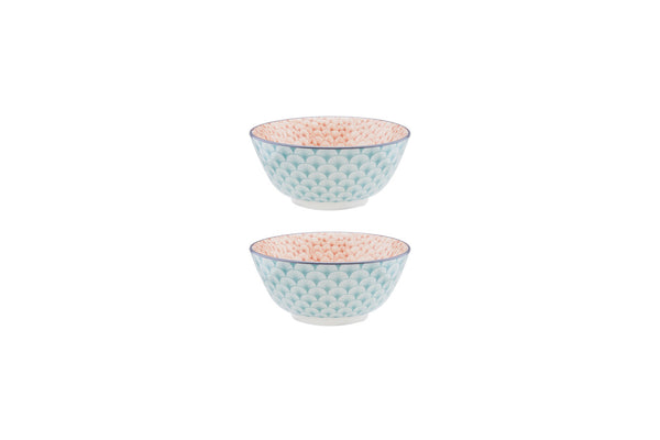 Bol PATTERN Ø15cm - 2 pièces - Vert / rose