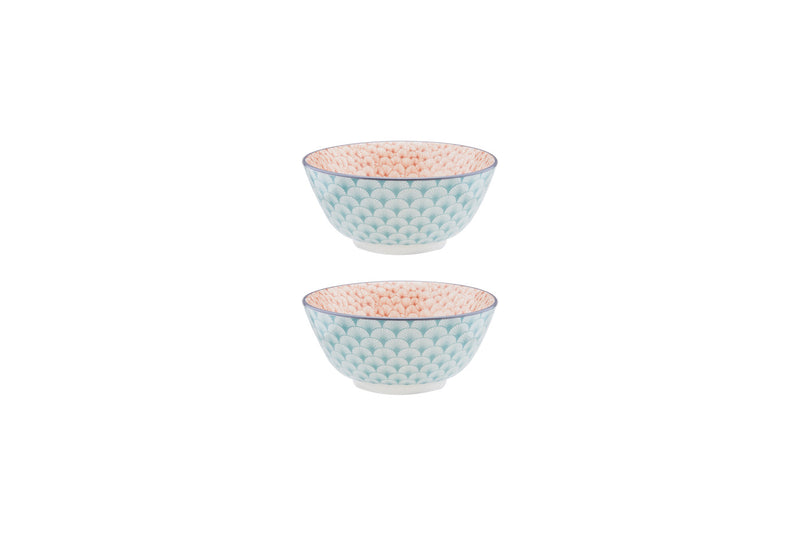 Bol PATTERN Ø15cm - 2 pièces - Vert / rose