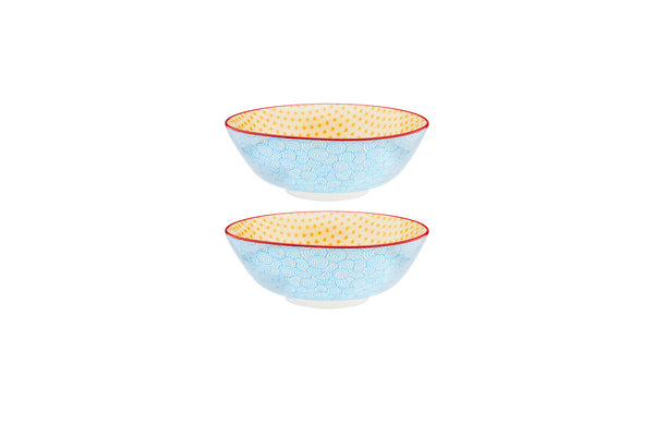 Bol PATTERN Ø21cm - 2 pièces - Bleu clair / jaune