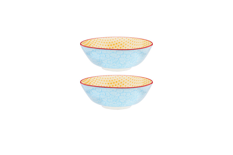Bol PATTERN Ø21cm - 2 pièces - Bleu clair / jaune