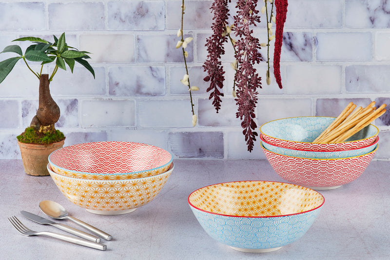 Bol PATTERN Ø21cm - 2 pièces - Rouge / bleu clair