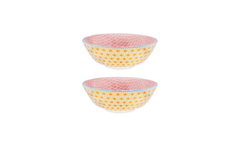 Bol PATTERN Ø21cm - 2 pièces - Jaune / rouge