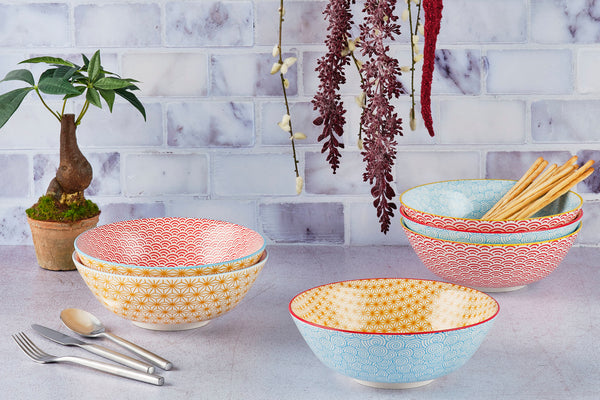 Bol PATTERN Ø21cm - 2 pièces - Jaune / rouge