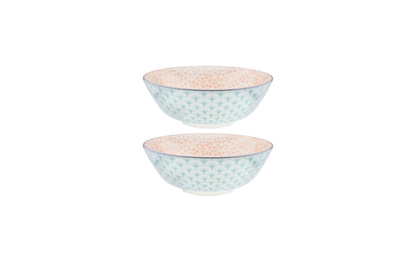 Bol PATTERN Ø21cm - 2 pièces - Vert / rose