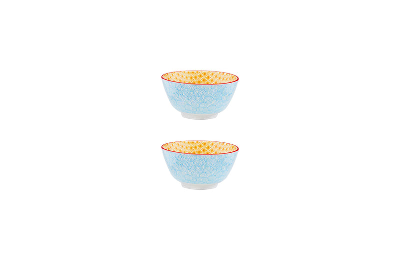 Bol PATTERN Ø12cm - 2 pièces - Bleu clair / jaune