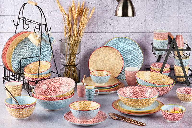 Bol PATTERN Ø12cm - 2 pièces - Bleu clair / jaune