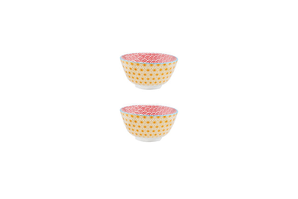 Bol PATTERN Ø12cm - 2 pièces - Jaune / rouge
