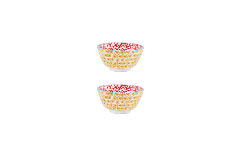Bol PATTERN Ø12cm - 2 pièces - Jaune / rouge