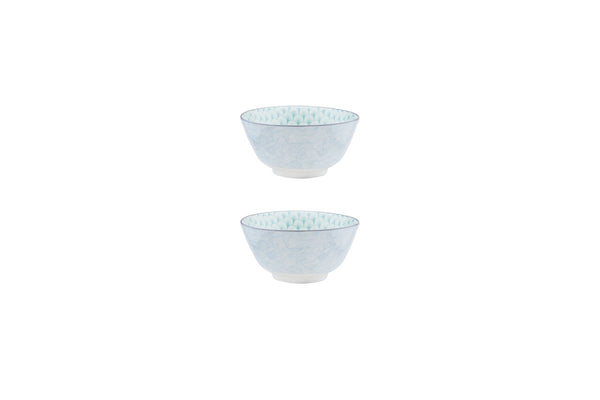 Bol PATTERN Ø12cm - 2 pièces - Bleu / vert