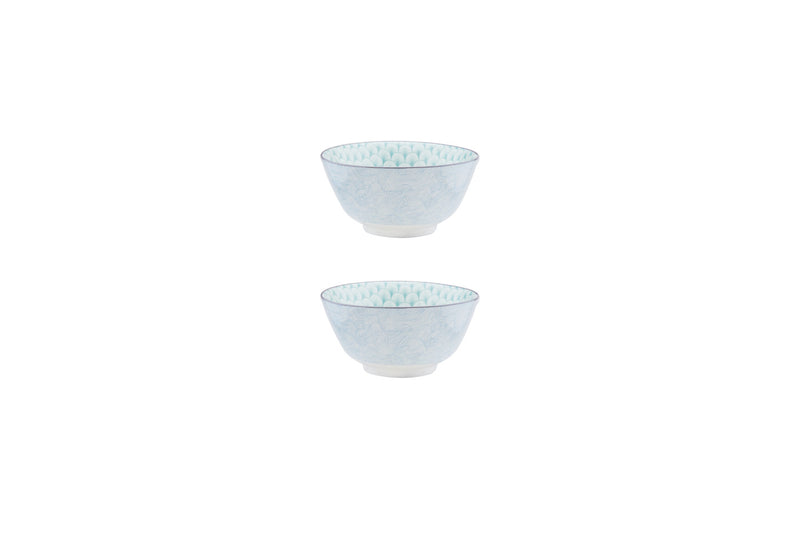 Bol PATTERN Ø12cm - 2 pièces - Bleu / vert