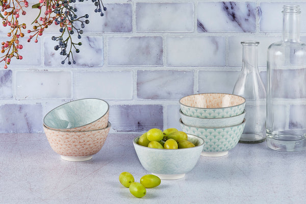 Bol PATTERN Ø12cm - 2 pièces - Bleu / vert