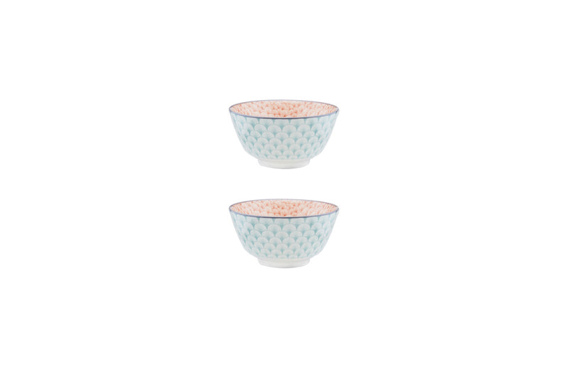 Bol PATTERN Ø12cm - 2 pièces - Vert / rose