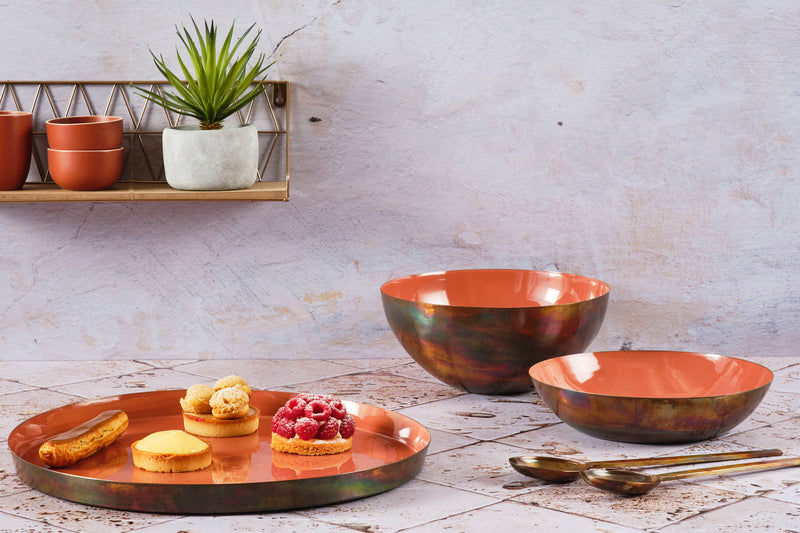 Corbeille à fruits en métal Ø25cm - Terracotta