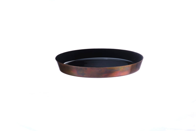 Plateau de service en métal Ø20cm - Charbon