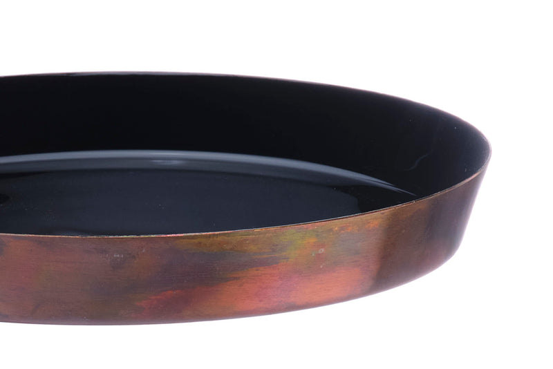 Plateau de service en métal Ø20cm - Charbon