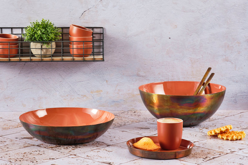 Plateau de service en métal Ø20cm - Terracotta