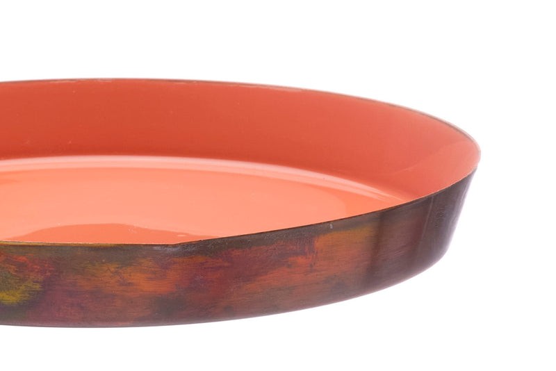 Plateau de service en métal Ø20cm - Terracotta