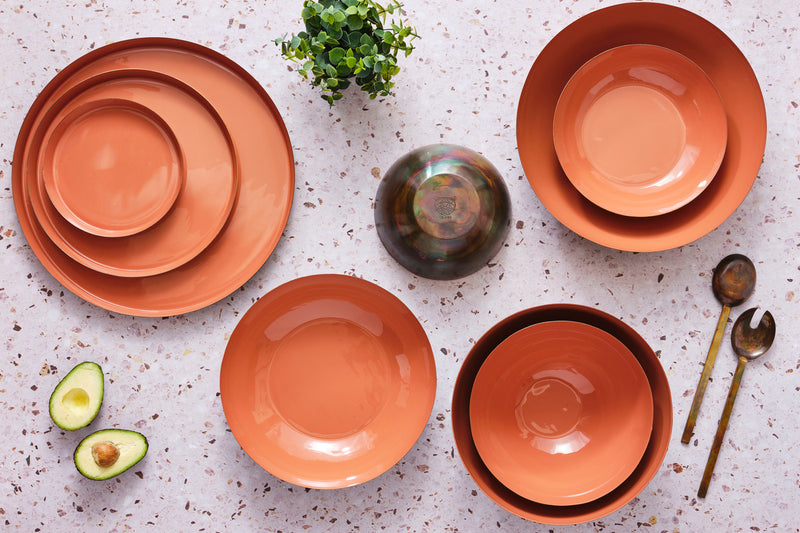 Plateau de service en métal Ø20cm - Terracotta