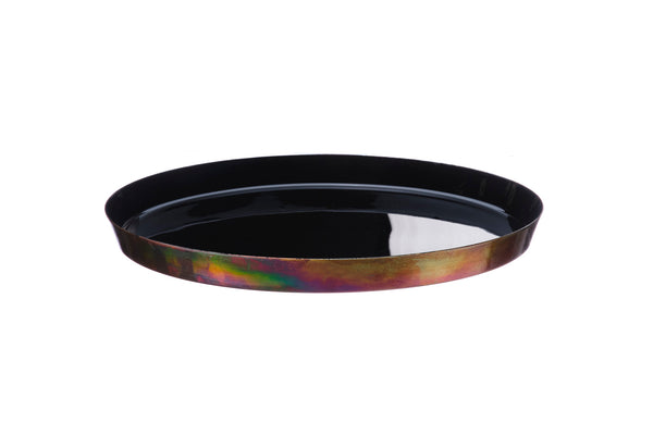 Plateau de service en métal Ø30cm - Charbon