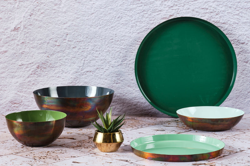 Plateau de service en métal Ø30cm - Jade