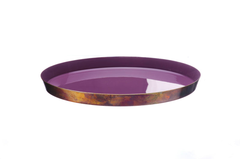 Plateau de service en métal Ø30cm - Prune