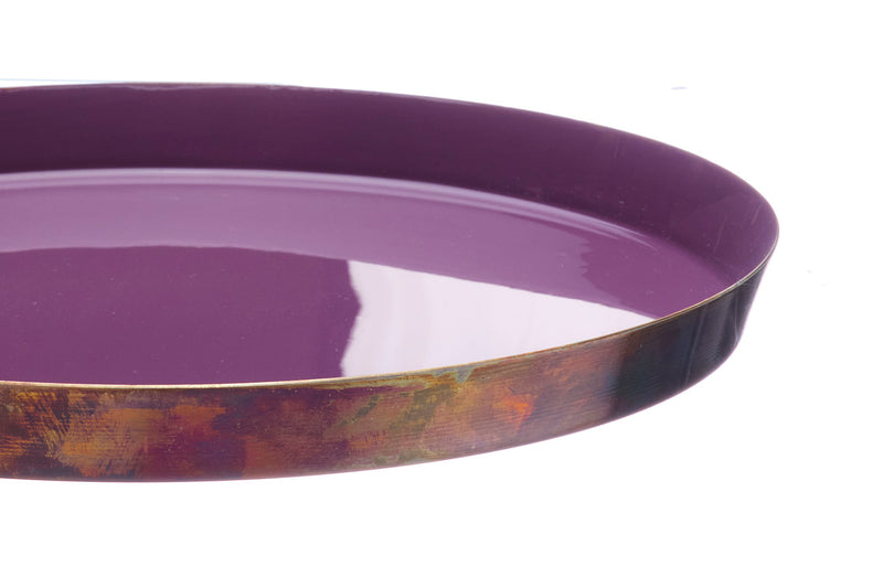 Plateau de service en métal Ø30cm - Prune