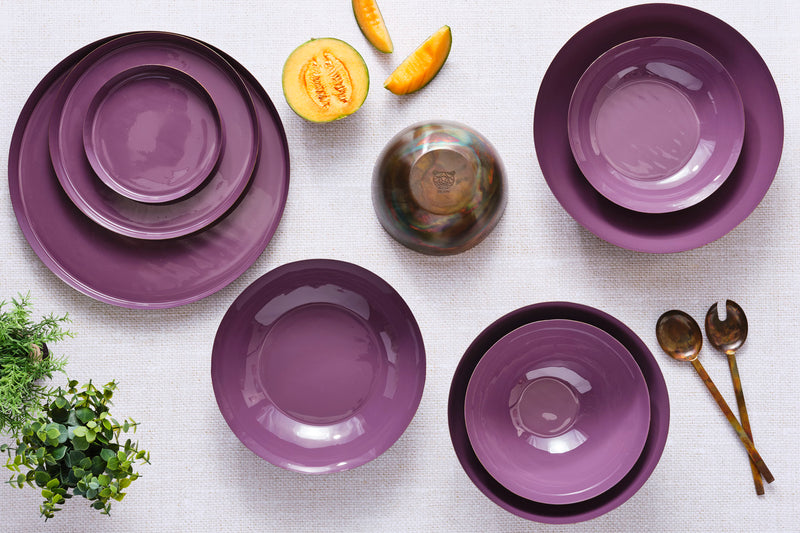 Plateau de service en métal Ø30cm - Prune