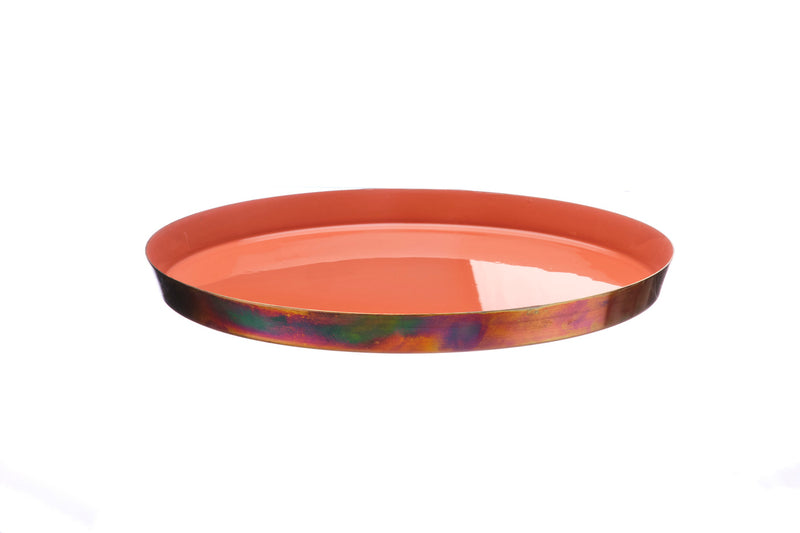 Plateau de service en métal Ø30cm - Terracotta