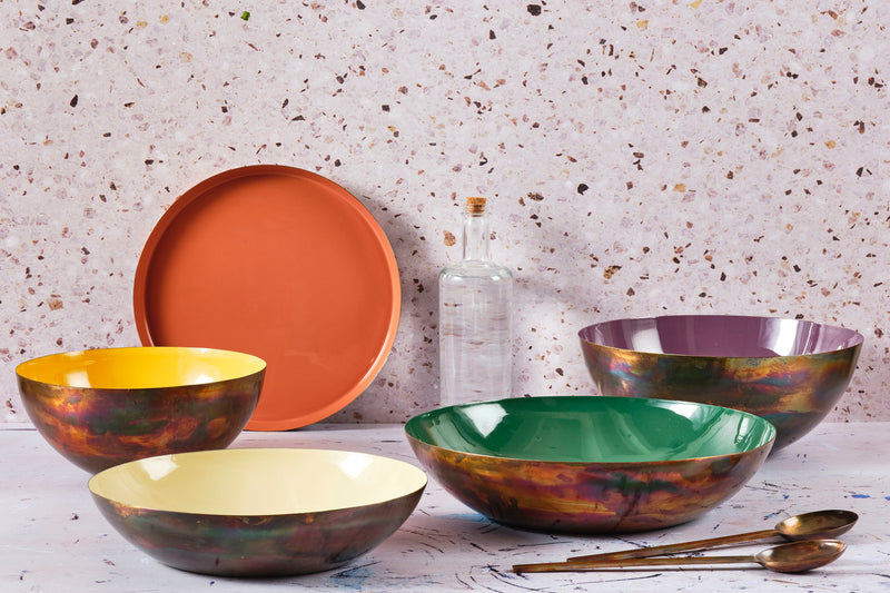 Plateau de service en métal Ø30cm - Terracotta