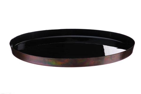 Plateau de service en métal Ø40cm - Charbon