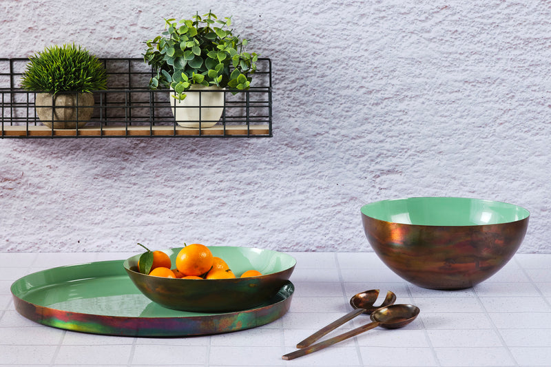 Plateau de service en métal Ø40cm - Jade