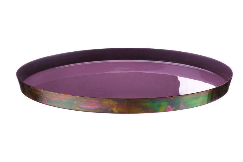 Plateau de service en métal Ø40cm - Prune